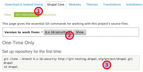 Drupal letöltése a Git verziókezelő használatával.